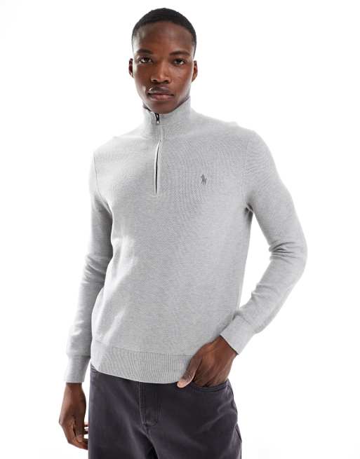 Ralph lauren grey half zip jumper best sale