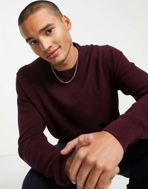 Textured-knit jumper - Burgundy marl - Men