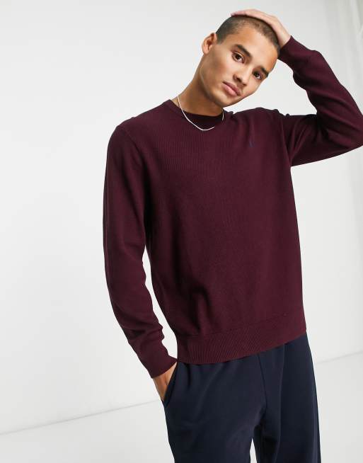 Textured-knit jumper - Burgundy marl - Men