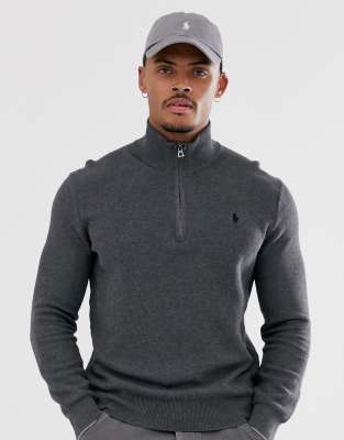 ralph lauren grey half zip jumper