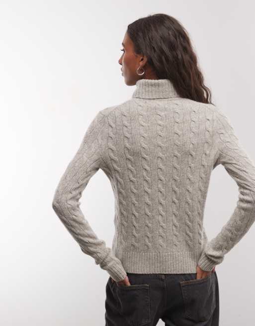 Polo Ralph Lauren icon logo turtle neck sweater in cream, 3 of 4