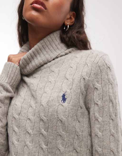 Polo Ralph Lauren icon logo turtle neck sweater in cream, 4 of 4