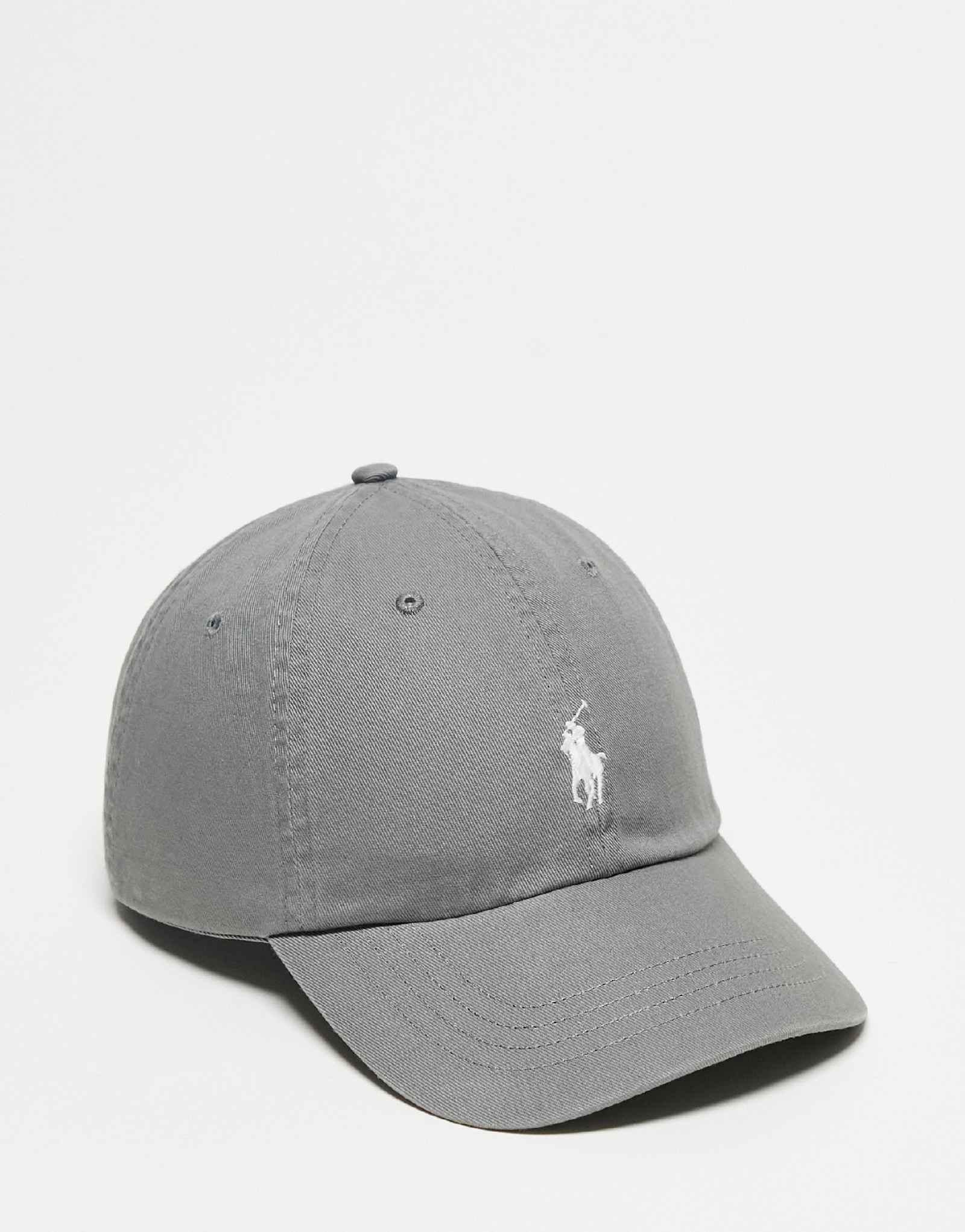 Бейсболка из саржи с логотипом Polo Ralph Lauren Icon серого цвета