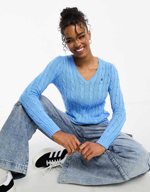 V neck outlet knitted jumper womens