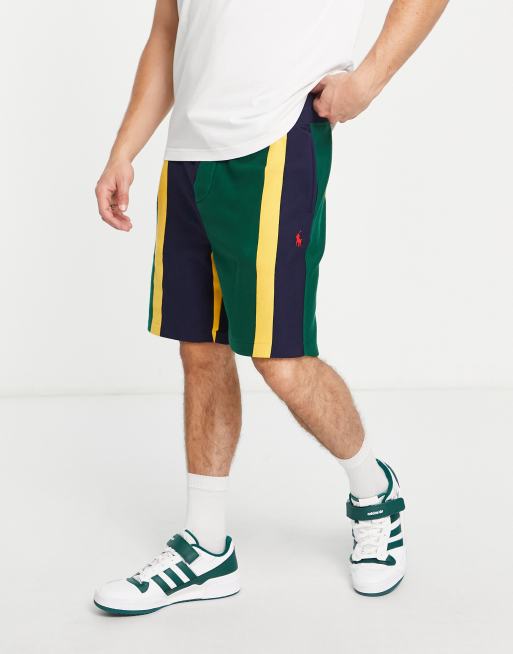 Polo Ralph Lauren icon logo varsity stripe sweat shorts in green | ASOS