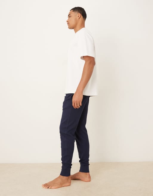 Polo Ralph Lauren icon logo waffle lounge joggers in navy, 3 of 5
