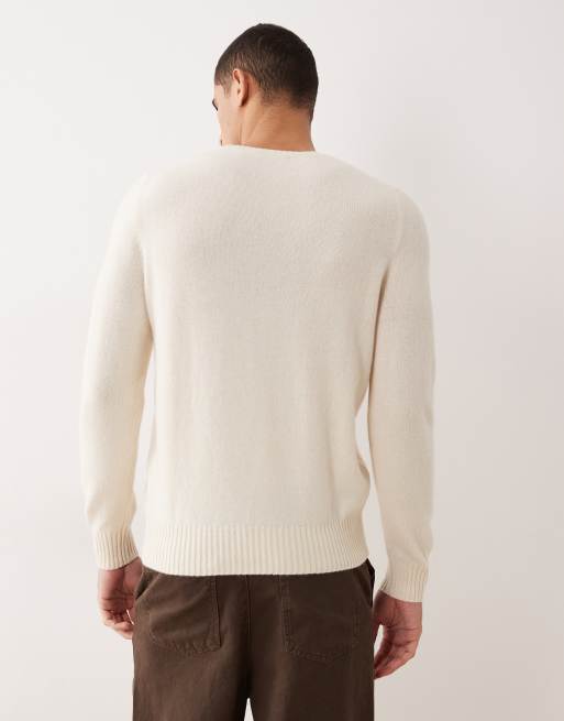 Polo Ralph Lauren icon logo wool knit jumper in cream, 3 of 5