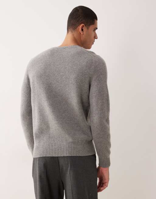 Polo Ralph Lauren icon logo wool knit jumper in grey marl, 3 of 5