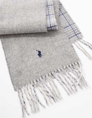 Polo Ralph Lauren icon logo wool knit reversible scarf in