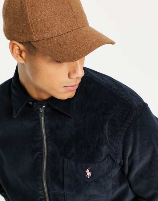 Polo Ralph Lauren icon logo zip front heavy cord overshirt classic fit in  navy/black | ASOS