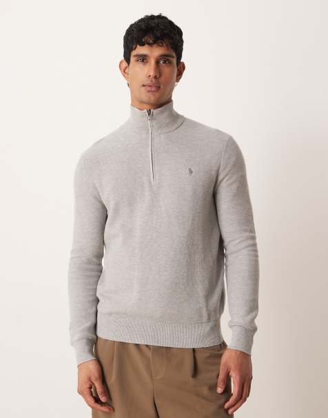 Polo Ralph Lauren icon logo zip up jumper in grey