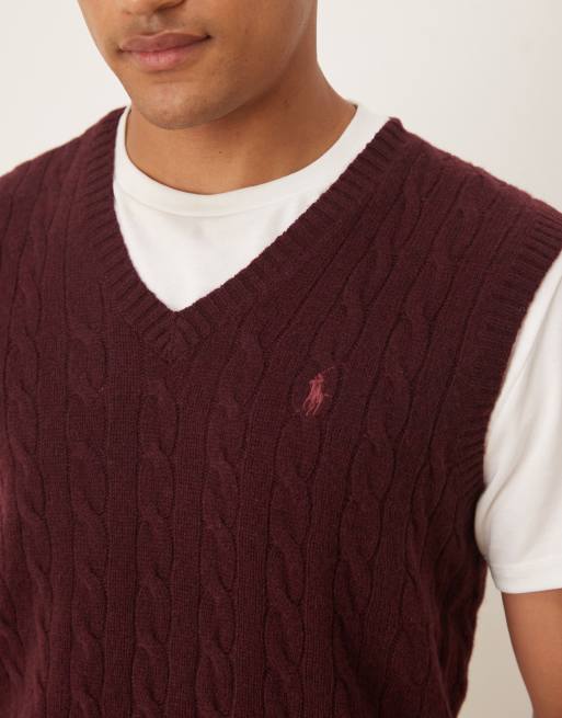 Gilet In Lana Maglia A Treccia Per Uomo – Scollo A V, Senza Maniche, Antivento E Morbido Per Autunno E Inverno