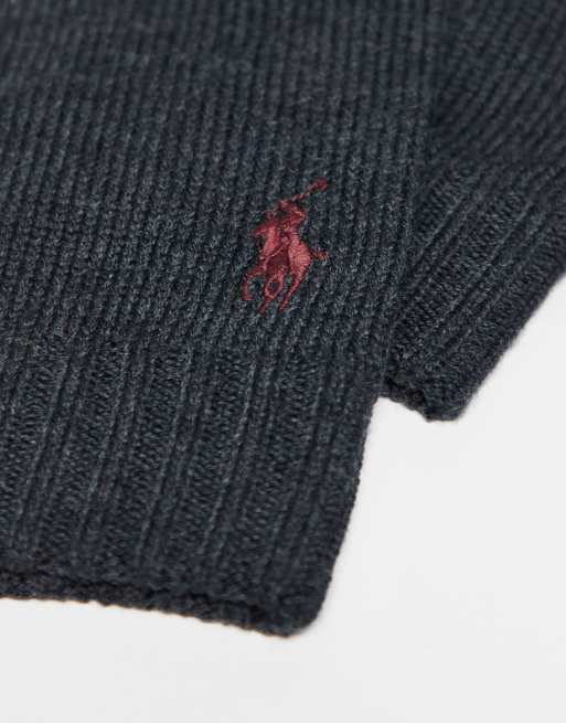 Polo Ralph Lauren – Icon – Mörkgrå, stickade handskar i merinoull med logga, 2 av 3