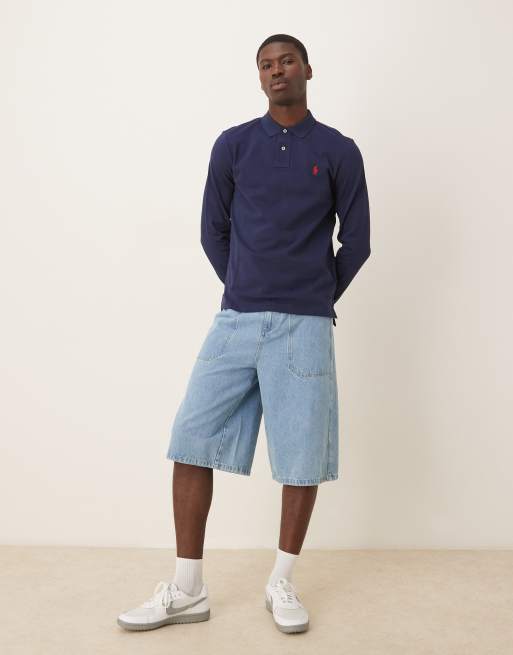 Polo Ralph Lauren - Icon - Polo custom slim fit a maniche lunghe blu navy con logo, 2 di 4