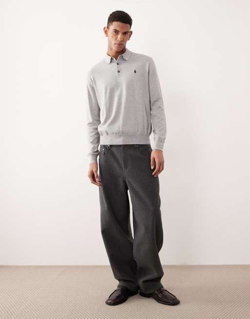 Polo Ralph Lauren - Icon - Polo in cotone grigio mélange con logo, 2 di 5