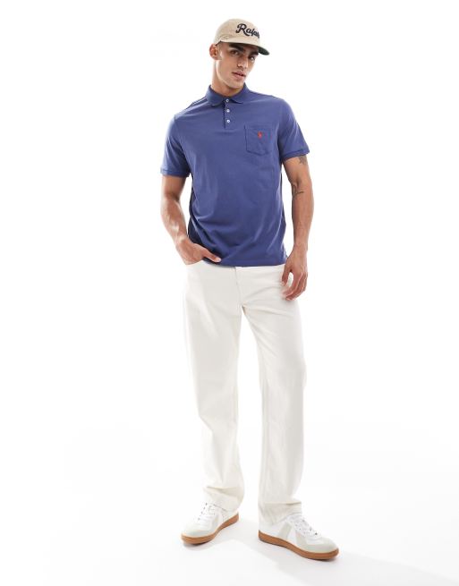 Polo Ralph Lauren - Icon - Polo oversize classica in jersey slavato blu navy chiaro con logo sulla tasca