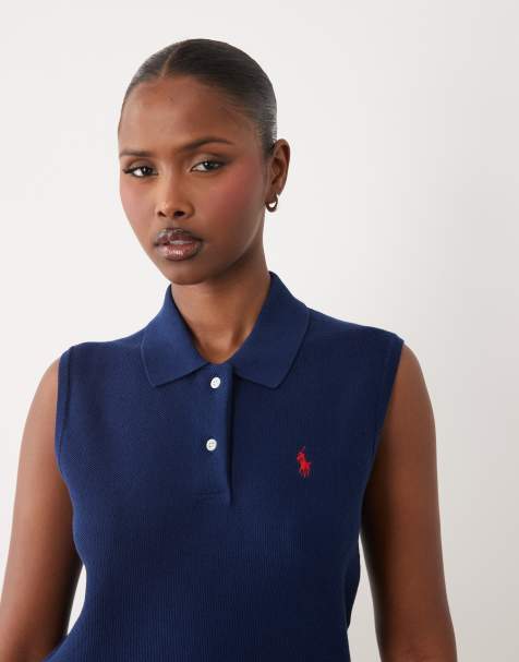 Polo Ralph Lauren - Icon - Polo senza maniche in maglia sottile blu navy con logo - view 1