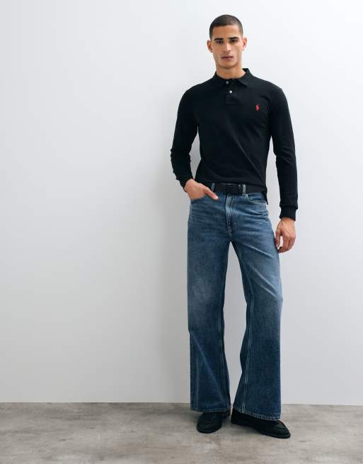 Polo Ralph Lauren - Icon - Polo slim a maniche lunghe in piqué nera con logo, 3 di 5
