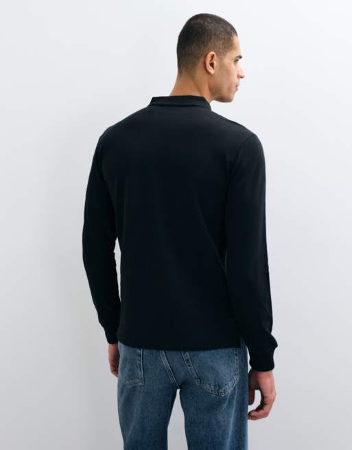 Polo Ralph Lauren - Icon - Polo slim a maniche lunghe in piqué nera con logo, 5 di 5