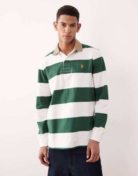 Polo Ralph Lauren - Icon - Polo stile rugby classica oversize verde a righe color block con logo - view 1