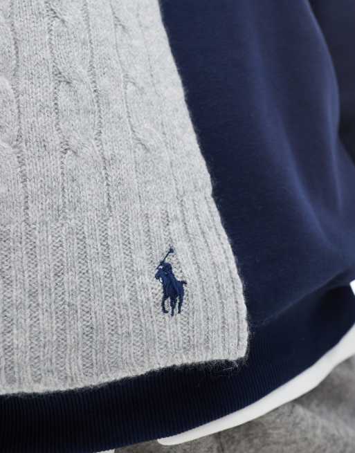 Polo Ralph Lauren - Icon - Sciarpa grigia in maglia a trecce con logo, 3 di 3