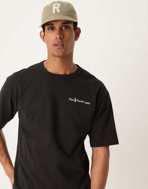 Polo Ralph Lauren icon script logo heavyweight relaxed fit t-shirt in black - view 1