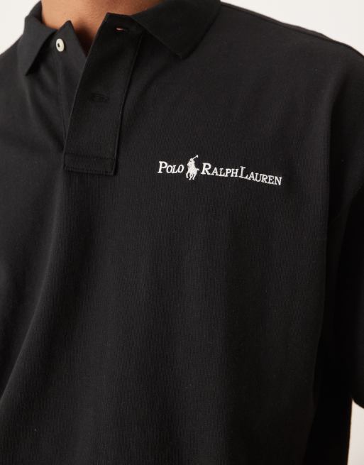 Polo Ralph Lauren icon script logo relaxed fit jersey polo in black, 2 of 4