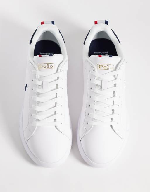 Polo Ralph Lauren - Icon - Sneakers alte stringate bianche/blu navy con logo, 2 di 5