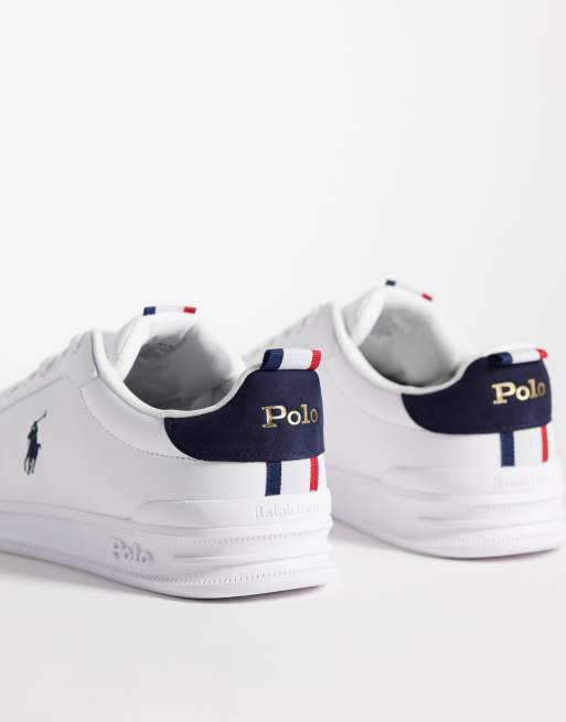 Polo Ralph Lauren - Icon - Sneakers alte stringate bianche/blu navy con logo, 3 di 5
