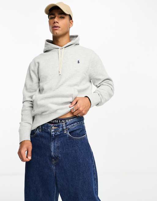 Polo Ralph Lauren – Icon – Szara melanżowa bluza polarowa z kapturem i logo