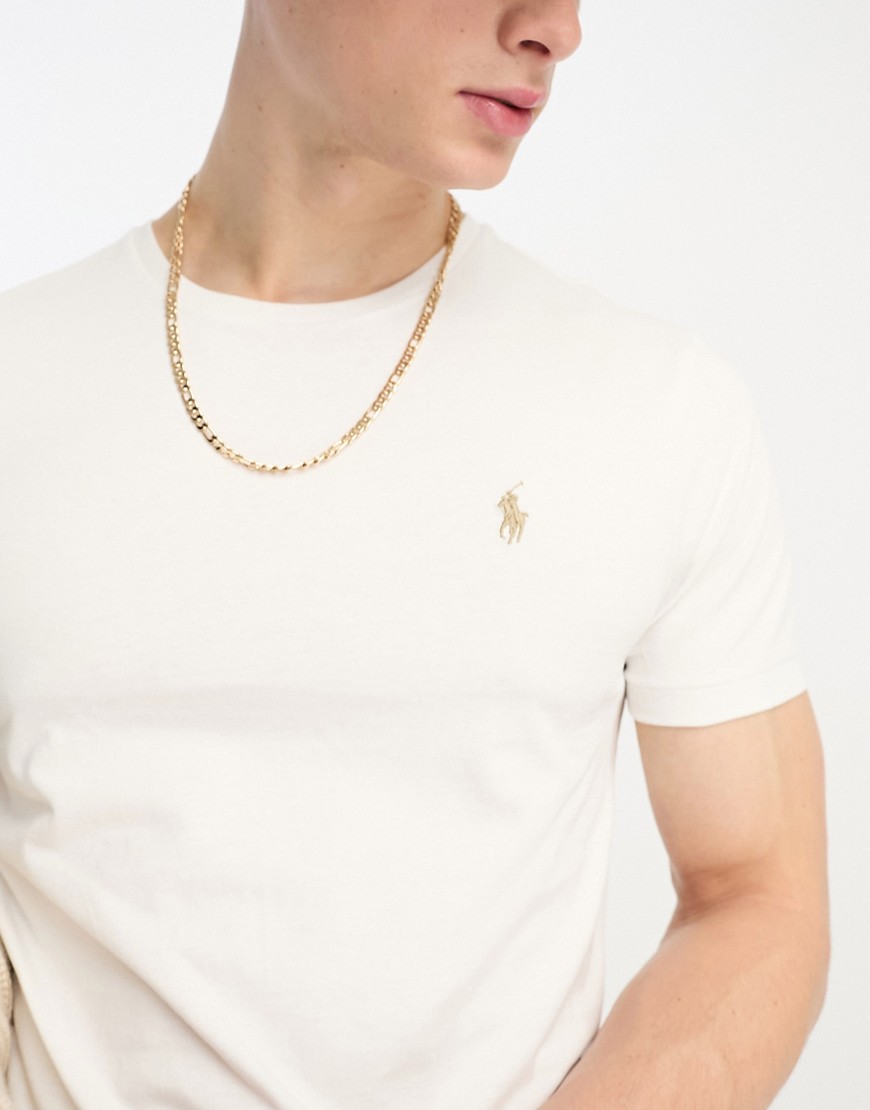 Icon - T-shirt custom fit color crema con logo-Bianco - Polo Ralph Lauren T-shirt donna  - immagine1