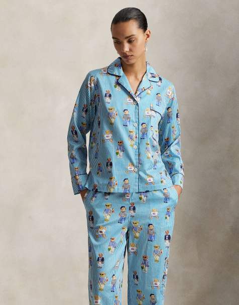 Polo Ralph Lauren iconic bear madison pyjama set in light blue bear in aqua mist bear - LBLUE - view 1