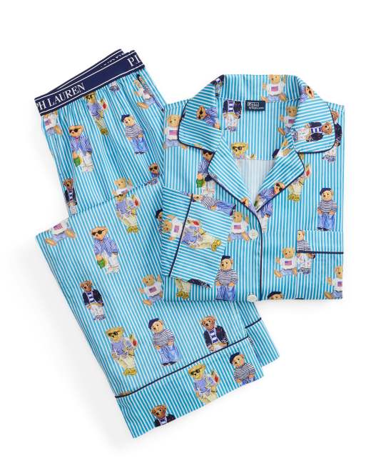 Polo Ralph Lauren iconic bear madison pyjama set in light blue bear in aqua mist bear - LBLUE, 3 of 4