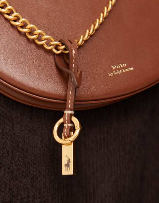 Polo Ralph Lauren - ID - Borsetta a tracolla 100% pelle marrone con catenina, 4 di 4