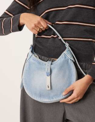 Polo Ralph Lauren - ID - Kleine Denim-Schultertasche in Hellblau