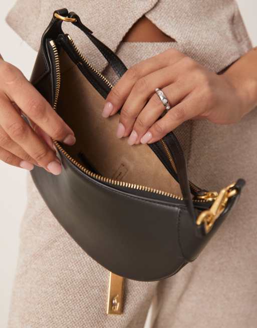 Polo Ralph Lauren ID leather mini shoulder bag in black, 3 of 4