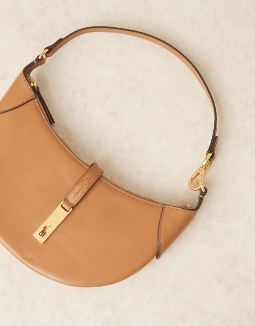 Polo Ralph Lauren ID leather mini shoulder bag in tan, 2 of 4