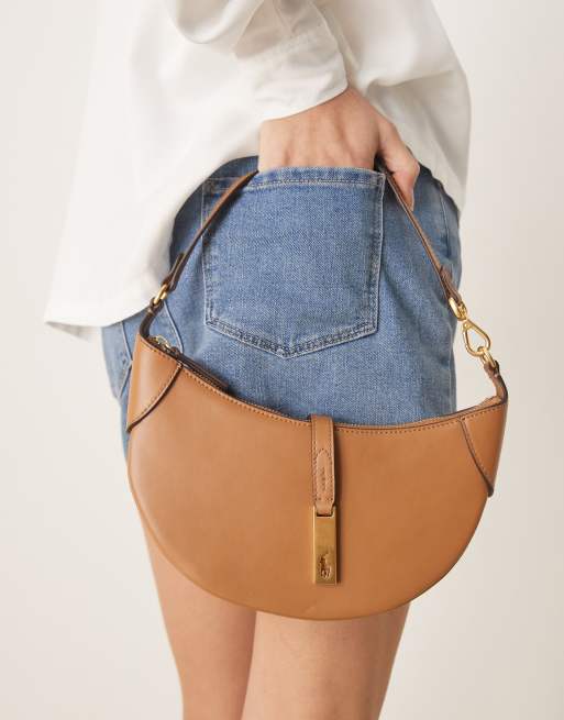 Polo Ralph Lauren ID leather mini shoulder bag in tan, 4 of 4