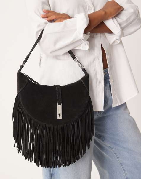 Polo Ralph Lauren ID mini 100% leather suede shoulder bag in black - view 1