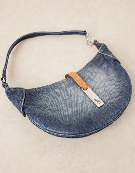 Polo Ralph Lauren - ID - Mini schoudertas van denim in blauw, 3 van 4