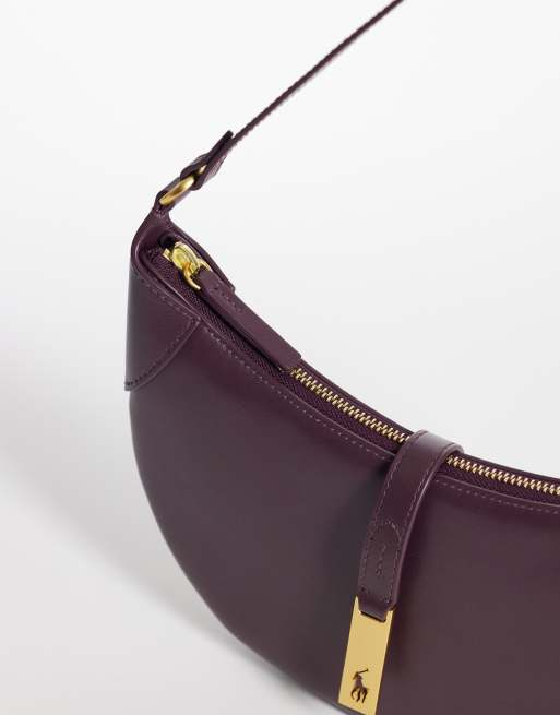 Polo Ralph Lauren ID shoulder leather bag in burgundy, 3 of 4