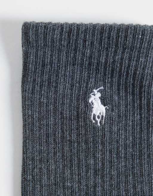 Polo Ralph Lauren ikon-logo 3-pak crew-sokker i grå multi, 3 af 3