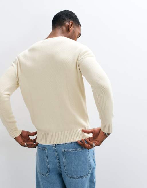 Polo Ralph Lauren ikon-logo kraftig striktrøje i creme, 5 af 5