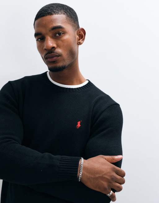 Polo Ralph Lauren ikon-logo kraftig striktrøje i sort, 5 af 5