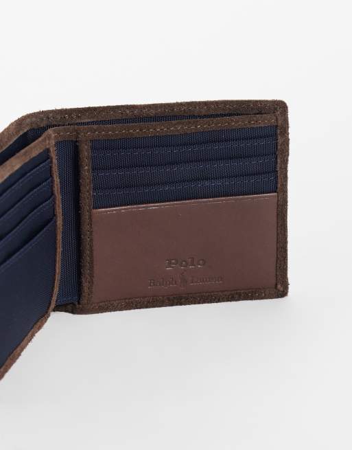 Polo Ralph Lauren ikonlogga billfold medium plånbok i marinblått och brunt, 3 av 3