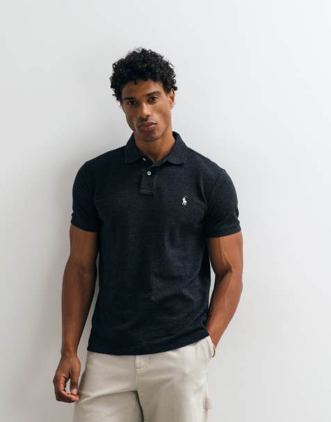 Polo Ralph Lauren ikonlogga custom slim fit pikétröja i mörkgrått - view 1