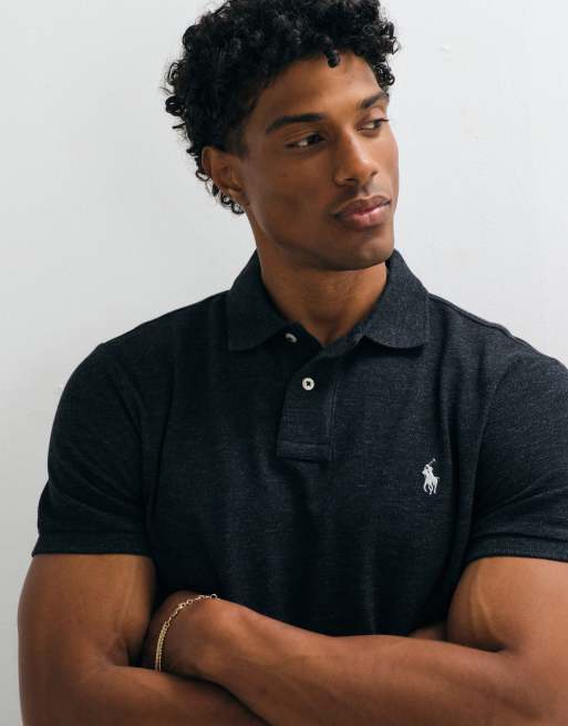 Polo Ralph Lauren ikonlogga custom slim fit pikétröja i mörkgrått, 2 av 5