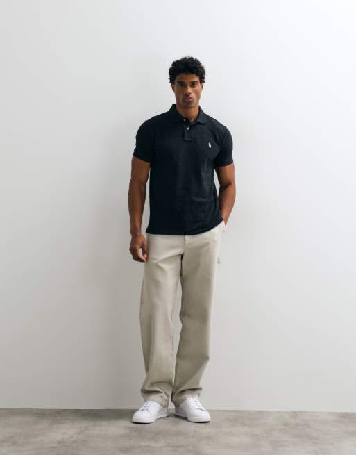 Polo Ralph Lauren ikonlogga custom slim fit pikétröja i mörkgrått, 3 av 5