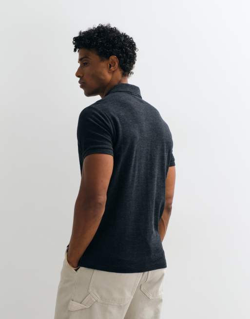 Polo Ralph Lauren ikonlogga custom slim fit pikétröja i mörkgrått, 4 av 5