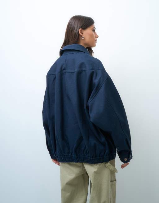 Polo Ralph Lauren ikonlogga i bomullstwill, oversize passform, harrington bomber i navy, 3 av 4